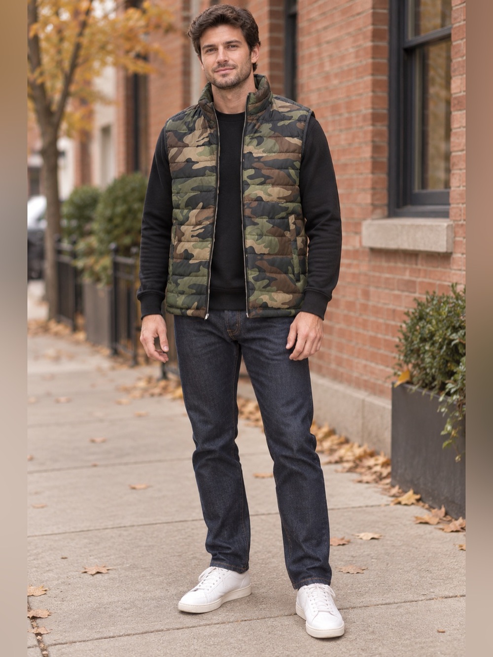 Aeropostale Men's Camo Quilted Puffer Vest - Green Camo